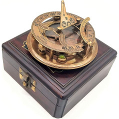Antique Brass & Copper Sundial Compass A Unique Gift of Elegance with Sundial Clock, Ship Replica Watch, and Presentation Box