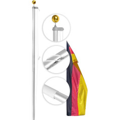 normani Aluminium Flag Pole Including Germany Flag + Ground Sleeve + Pull Rope Available in Various Heights