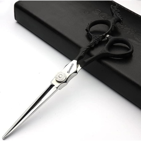 Silver/Black Hairdressing Scissors High Hardness Sharp Professional Hairdressing Scissors Hair Trimmer Scissors 6 Inch Salon Hairdressing Scissors Barber Accessories Hair Items (Flat Scissors)