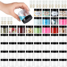 Jaisie.W Kunststoffgläser mit Deckel, leere kleine Kunststoffgläser mit Deckel, rund, transparent, mit Deckel, für Creme, Lotion, Pulver, Salbe, 57 ml, 48 Stück