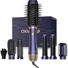 2025 Hair Styler, OKWRAP Hair Styler Set, Airstyler 6 in 1 with Round Brush Dryer Hair Styler Warm Air Brush Thermal Brush Airflow Curling Iron Automatic Volume Blow-Drying Brush for Volume Curls
