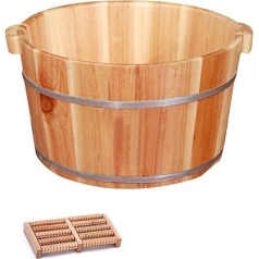 Foot Soaks Natural Wood Foot Bathing Bin, Wooden Barrels, Pedicure Basin, Foot Bath Barrel, Foot Bath, Foot Tub, Laundry with Lid, Massage Beads, Pedicure Barrel, Gift for Healthcare Medium Old