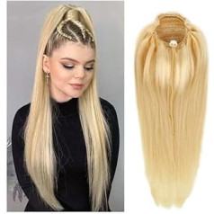 Gesundheit Lange, gerade Pferdeschwanz-Verlängerung, 25,4–50,8 cm, echtes menschliches Haar, blond, Kordelzug, Pferdeschwanz, for Anklipsen, glattes Haar, Pferdeschwänze, Haarteile for Frauen Körperpf
