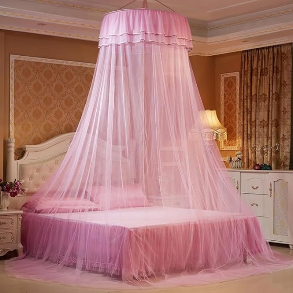 Bed Canopy Girls Mosquito Net Bed Children Large Mosquito Net Bed Double Bed Canopy for Baby Bed Hanging Mosquito Net Bed Princess Decoration Pink