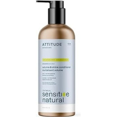 ATTITUDE Gentle Volumizing Conditioner for Sensitive Skin, Enriched with Oats, Dermatologically Tested, Vegan, Odourless, Aluminium Bottle, 473 ml