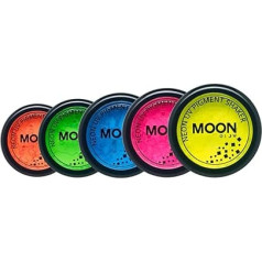 Moon Glow Neon UV Pigment Shaker Cosmetic Bright Neon Powder Dust Eyeshadow Makeup for Face Eyes and Body (Orange/Yellow, 5pcs(1pc))
