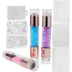 3 x nail stamps with dual head silicone stamp and scraper for nail art, random colours, nail accessories for nail designs