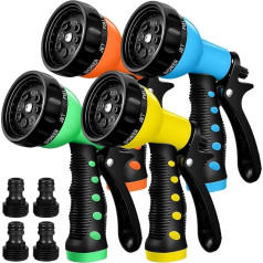 Zhehao Pack of 4 Garden Hose Nozzle Sprayer with 8 Adjustable Watering Patterns ABS Water Spray Nozzle High Pressure Hose Sprayer Water Hose Nozzle Heavy Duty for Car Washing Watering Plants