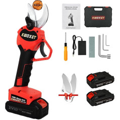 Kwoxet Battery Pruning Shears, 40 mm Electric Secateurs, Pack of 2, 21 V, 3000 mAh Electric Secateurs, Suitable for Grass Shears, Rose Shears, Trimming Scissors
