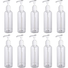 10 Pcs Small Empty Plastic Pump Bottles Dispenser Portable Refillable Soap Shampoo Lotion Pump Bottles for Home Travel Outdoor Camping 100ml Clear