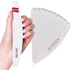 Lynis-Nailshop.de Professional Nail File for Gel Nails 100/180 Grit Zebra Half Moon Two Different Grits Curved Nail File for Gel Nails Rounded Side for Better Handling