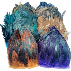 5-10 Meter Hühnerschwanzfeder Dekoration Quaste Feder Hochzeit Party Kleid Dekoration Handarbeit Schmuck 13-18cm(Green feathers,5meters)