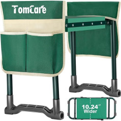 TomCare Kniebank und Sitz, 26 cm breit, Kniepolster, Gartenbank mit 2 großen Werkzeugtaschen, robust, stabil, Gartenhocker, faltbar, Gartengeräte, Gartengeschenke für Damen, Herren, Senioren, Gärtner