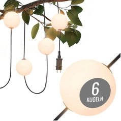 8 seasons Design LED Fairy Lights 5.5 m - Glowing Elegance - 6 White Balls (10 cm D), Warm White, Weatherproof for Outdoor and Indoor Use, with Plug - Expandable - for Garden, Balcony, Wedding & Party