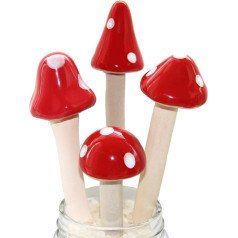 Ceramic Plant Stakes for Garden 4 Pack Colorful Mushroom Statue for Fairy Garden Decoration 5.5 Inch Tall Ceramic Yard Art Cute Home Decoration