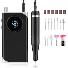 Electric Nail Cutter for Gel Nails Professional, 40000 rpm Electric Nail File Cutter Nails Milling Machine for Acrylic Nails Home and Salon Use, LED Display (Black)