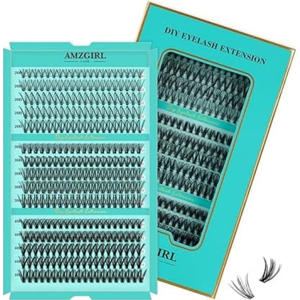Individual Eyelashes, Eyelash Irons, 300 Pieces, Eyelash Extensions, D Curl, Volume Eyelash Cluster, Soft, Natural, Self Application at Home (203040-D, 10-16mm Mixed)