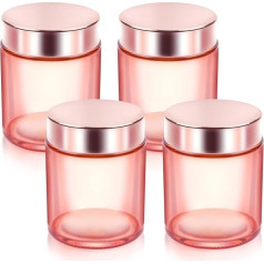 Cositina 4 x 100ml Pink Glass Containers with Rose Gold Lids and Inner Lining, Empty Round Storage Containers, Travel Containers for Cosmetics, Gel, Eyeshadow, 4 Pack