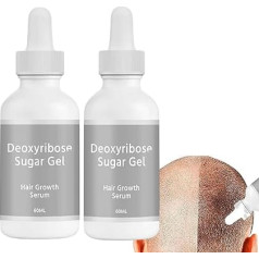 Deoxyribose Gel Hair Growth Serum, 2 Pack Natural Hair Thickening Gel, Deoxyribose Strengthening Hair Care Oil, Quickly Damaged Hair Repair Drops, Head Hair Growth Oil, for Men and Women (60 ml)