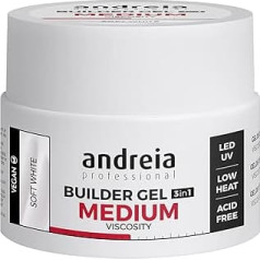 Andreia Professional Nail Gel Builder with Medium Viscosity - Best as a Base and Top Coat for Gel Building LED & UV Nail Art Set - Soft White 44 g
