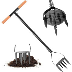 Garden Hand Tiller, 34.6 Inch Garden Claw Twist Tiller Cultivator, Garden Tools with 5.3 Inch Sharp Claw and Non-Slip Comfort Handle, Hand Tiller Garden Claw for Loosening Soil on Farms