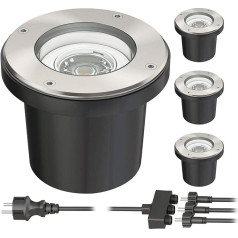 ledscom.de BOS Recessed Floor Spotlight for Outdoor Use Pivoting Stainless Steel Round IP67 150 mm Diameter Includes 24.66 W LED Bulbs Each 483 lm Warm White Set of 4
