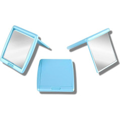 Mia 2-Faced Cosmetic Mirror Double Sided Compact Purse Makeup + Travel Mirror 2x/1x Magnification Light Blue for Women Teens Gift