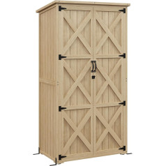 Outsunny Garden Cabinet Garden Shed Tool Shed on Stand 90L x 54.5L x 161/168.5H cm 2 Shelves Waterproof Bitumen Roof Autoclaved Pine Wood