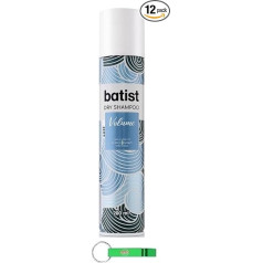 12 x Batist Volume Dry Shampoo, Dry Shampoo for Textured and Voluminous Hair in 3 Minutes, No Water, for All Hair, 200 ml + Beni Culinari Free Keyring