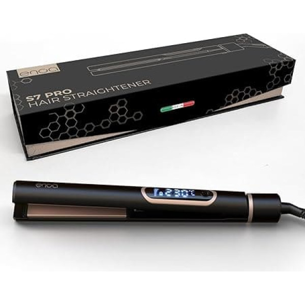 ENOA Professional Hair Straightener - Ion Technology, Tourmaline Ceramic Plates, 5 Temperature Levels (150-230°C), Fast Heating, Memory Function for Straight & Shiny Hair