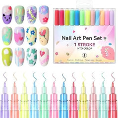 Nagelgraffiti Stift, Nagellackstifte | Lebendige Farben schnell trocknen feiner Tippstift für Nagelgraffitimalerei | 12x wasserdichte polnische Sticks Flüssigkeit, Liner -Werkzeug für Frauen