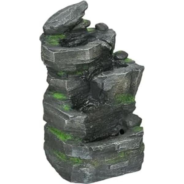 Outsunny Garden Fountain, Solar Fountain with 4 Levels, Water Fountain with LED Lighting, Decorative Fountain for Garden, Balcony, Resin, 34 x 28 x 57 cm