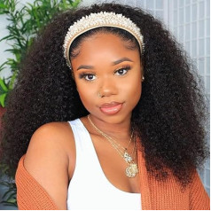 Smoothair Headband Wig Human Hair Curly for Black Women Human Hair Wig Glueless 18 Inch No Lace Front Wig Brazilian 150% Density