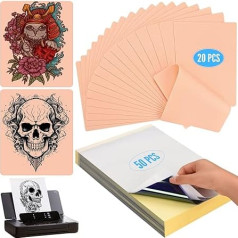 70 Pieces Tattoo Practice Kit, Includes 20 Tattoo Practice Halves and 50 Tattoo Transfer Paper, for Beginners, Artificial Skin (7.5 x 5.8 x 8.5 inches)