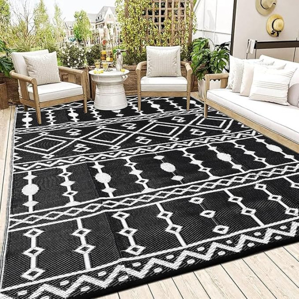 Acekool Outdoor Plastic Straw Rug for Patio Decor, 9ft x 18ft, Reversible Plastic Straw Patio Rug, Large Floor Mat and Outdoor Area Rug for Outdoors