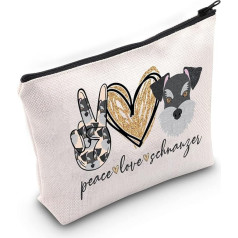 WZMPA Funny Schnauzer Cosmetic Bag Gift for Schnauzer Peace Love Schnauzer Makeup Bag Zipper Bag for Dog Lovers, peace schnauzer