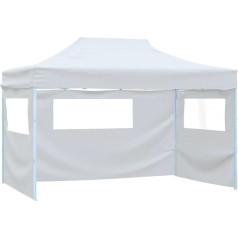 vidaXL Professional Party Tent Foldable with 3 Side Walls Waterproof Gazebo Marquee Garden Tent Beer Tent Folding Gazebo Garden 3 x 4 m Steel White