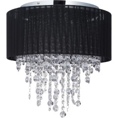 Relaxdays Crystal Ceiling Light, Organza Lampshade, G9 Socket, 5-Bulb Ceiling Light, 39 x 40 cm, Black/Silver