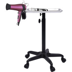 Professional Hairdressing Trolley, Movable Work Trolley, Rolling Ruler, Operating Trolley, Hairdresser Salon, Adjustable Height for Barbers, Beauticians, Tattoos, Manicures (Silver)