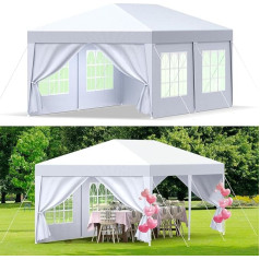 Gazebo 3 x 6 m, 18 ㎡ Garden Gazebo with Side Panels and Windows, Party Tent, UV Protection 50+, Stable, Wind Protection, Waterproof, Garden Tent for Market, Festival, Camping, Weddings, White