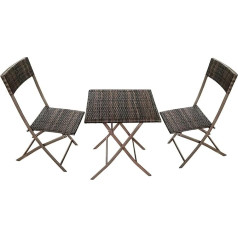 AKTIVE 61121 Balcony Set with Table 60 x 60 x 72 cm with 2 Ratan Chairs
