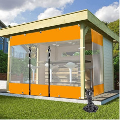 Curtains with eyelets outdoor curtains with zip, 0.5 mm tarpaulin waterproof for patio canopy with eyelets, elastic cord (colour: clear, size: 27.88 x 9.84 inches / 8.5 x 3 m)