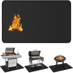 Fireproof Mat 152 x 100 cm, Foldable Grill Mat, Silicone Fibreglass Floor Protection Mat, Grill Rug for Fireplace, Floor, Lawn and Camping up to 1800 °F, Outdoor BBQ Mat for Charcoal Grill