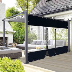 Transparent Waterproof Curtain for Patio, 0.3 mm Outdoor Tarpaulin Side Panel for Pergola, Porch, Deck, 2/3/4/5 m, Black Vinyl Tarpaulin Divider Curtain, with Zip, L x H 4.5 x 2.5 m (177 x 98