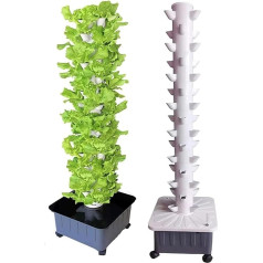 Hydroponic Tower Growing System, 15 Levels, 45 Plant Locations, Indoor Vertical Gardening Kit, Removable PP Colonization Cups, Hydroponic Growing System for Greenhouses
