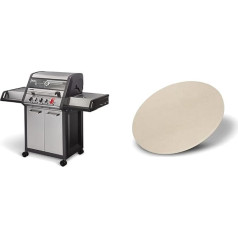 Enders Monroe Pro 3 Sik Turbo Gas Barbecue, 3 Burners with Stove, Back Burner Infrared Burner, PanoVision View, Cast Grate, Turbo Zone, Heat Range Burner and Simple Clean #8376 & Pizza Stone 8791, Diameter 31.5 cm