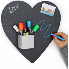 Steel Magnetic Chalkboard, Heart Design, Charcoal Colour, 33x33x0.12 cm