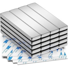 FINDMAG Strong Magnets, Pack of 20, 60 x 10 x 3 mm Magnetic Strips, Neodymium Magnets, Extra Strong, Strong Rod Magnet, Rare Earth Magnets with Double-Sided Adhesive, Fridge Magnet for Multiple Use