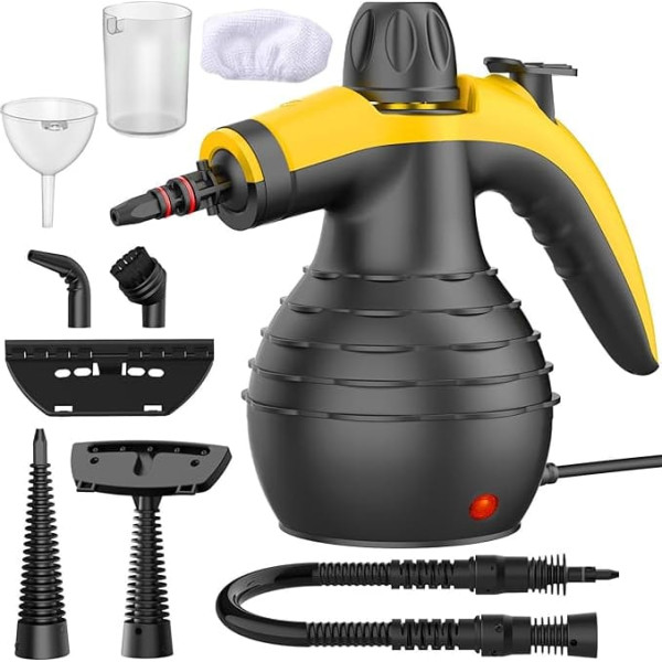 Steam Cleaner, 1050 W High Performance Handheld Device, 9 Special Stain Removal Accessories, Ideal for Floor, Car, Bathroom, Shower, Upholstery, Windows and Grease Cleaning