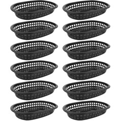 Healvian 12 Pieces Fast Food Fry Food Burger Holder Food French Fries Burger Baskets Oval Fast Food Resoration Food Holder for Party